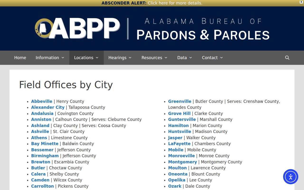 Lamar County parole and probation ABPP Vernon field office listing